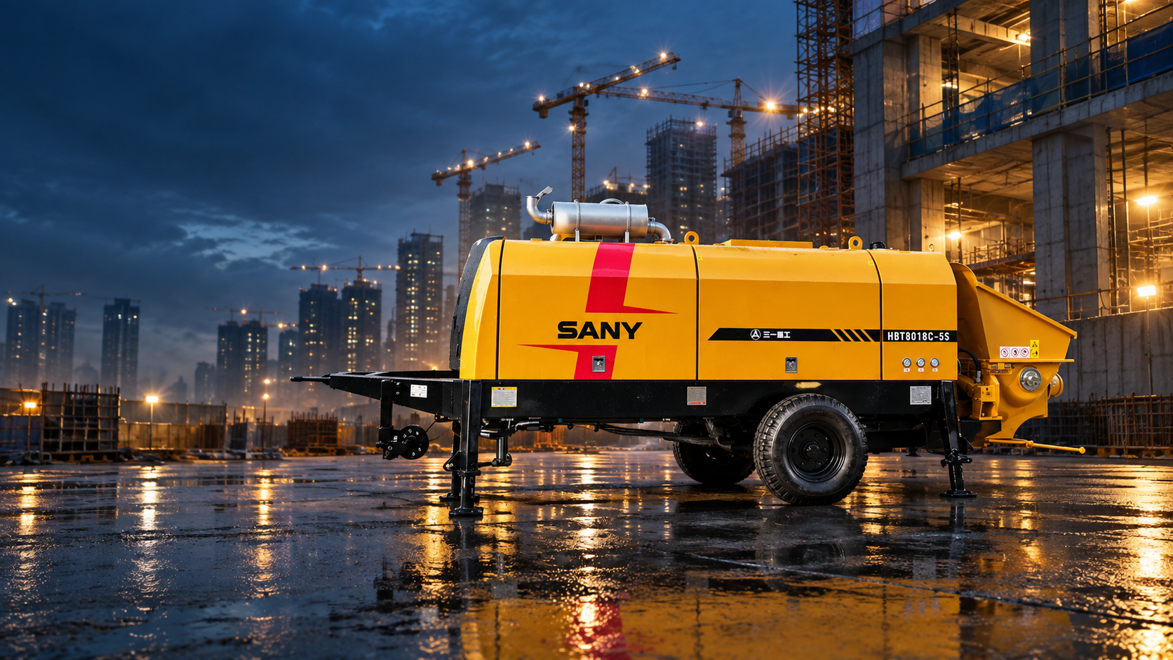 Construction project application for the SANY HBT8018C-5S stationary concrete pump